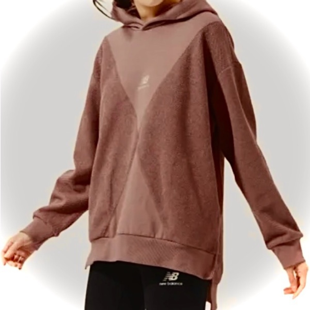 New Balance Cameo Brown Oversized Long Sleeve Hoodie